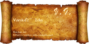 Vankó Ida névjegykártya